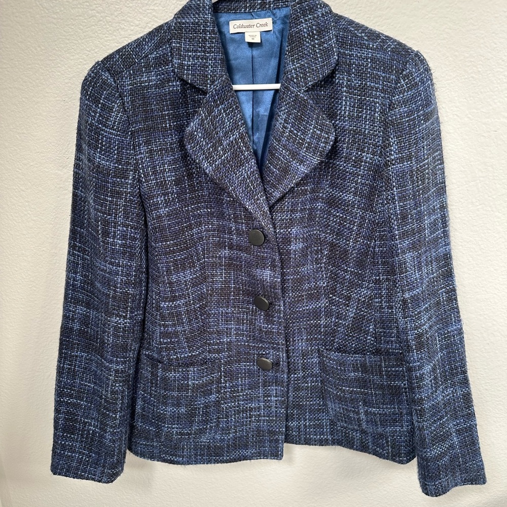 Coldwater Creek Women's Blue Tweed Jacket
